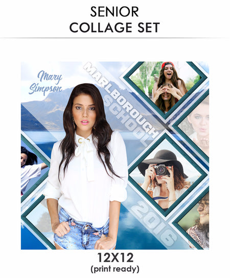 Mary  - Senior Collage Photoshop Template - Photography Photoshop Templates