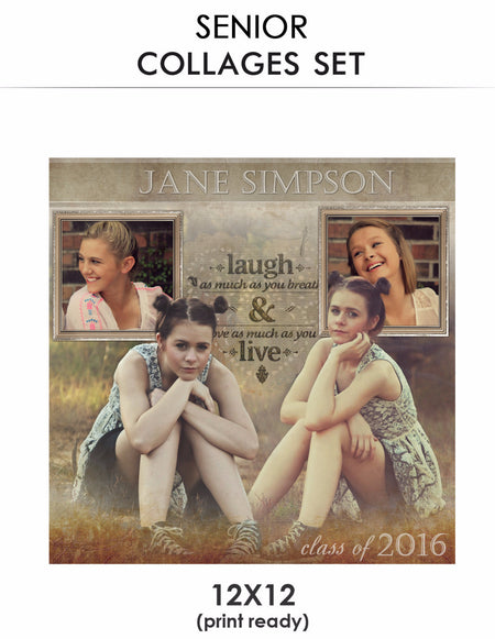 Jane -Senior Collage Photoshop Template - Photography Photoshop Template