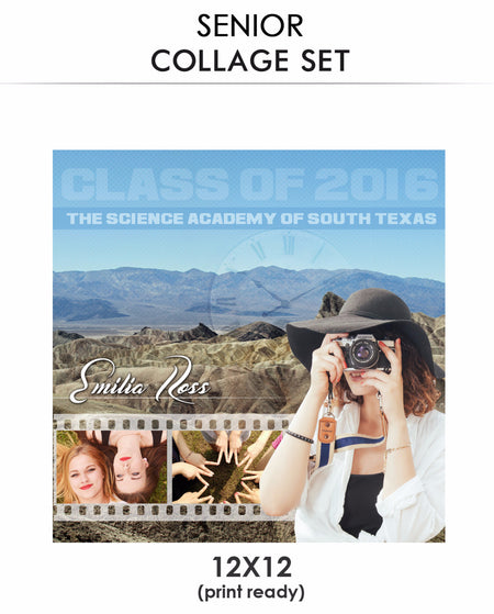 Emilia -Senior Collage Photoshop Template - Photography Photoshop Template