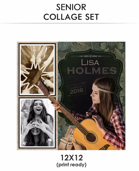 Lisa -Senior Collage Photoshop Template - Photography Photoshop Template