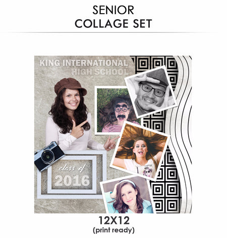 Smile King-Senior Collage Photoshop Template - Photography Photoshop Template