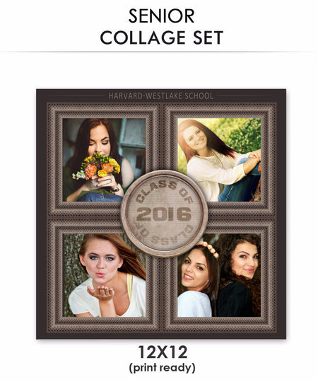 Harvard - Senior Collage Photoshop Template - Photography Photoshop Template