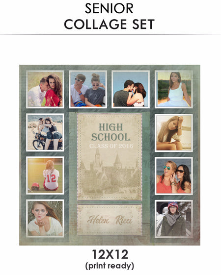 Helen - Senior Collage Photoshop Template - Photography Photoshop Template