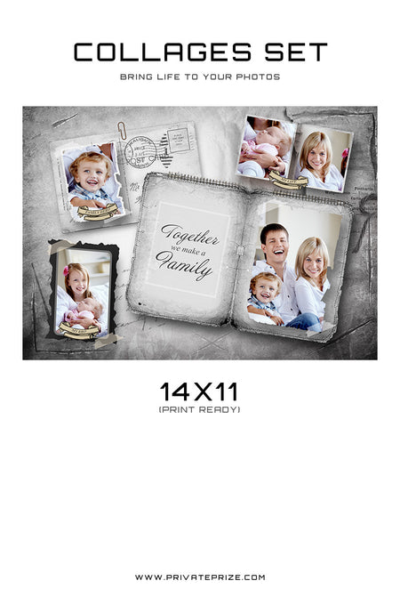 Family Collage - Vintage Silver - Photography Photoshop Template