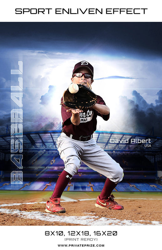 David Albert Baseball High School Sports - Enliven Effects - Photography Photoshop Template