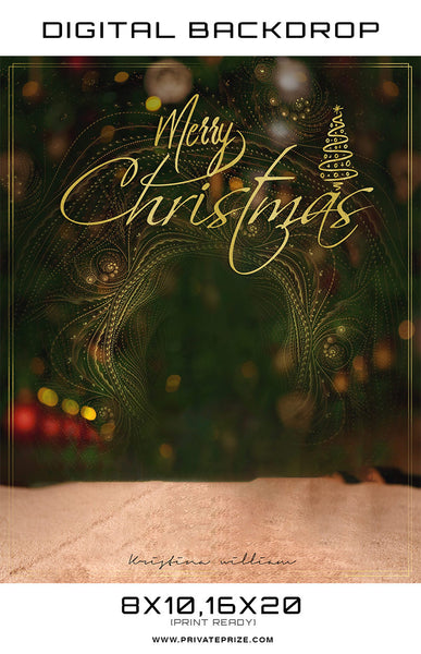 Merry Christmas Kristina Williams Digital Backdrop Template - Photography Photoshop Template