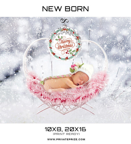 New Born Christmas Snow Swing - Digital Backdrop - Photography Photoshop Template