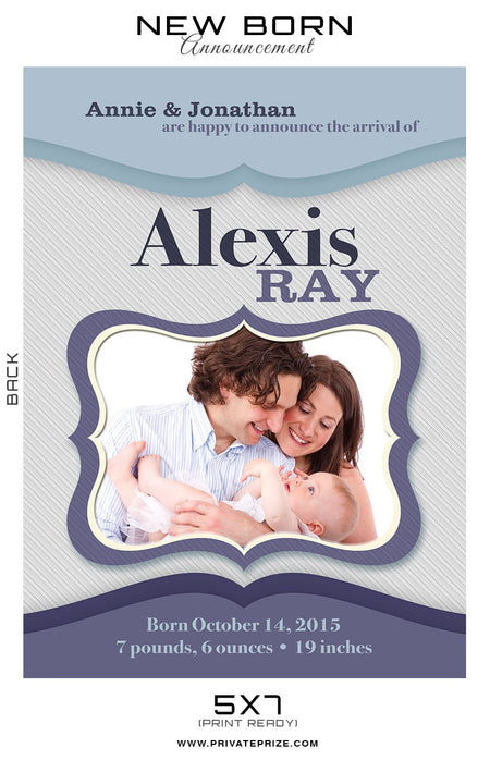 New Born Announcement Card - Photography Photoshop Template