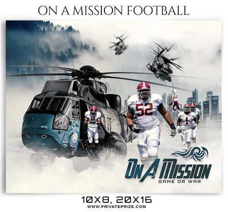 On a Mission Football Themed Sports Photography Template - Photography Photoshop Template