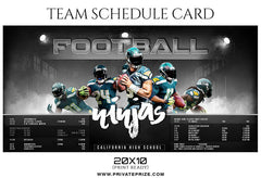 Football Ninjas Team Sports Schedule Card Photoshop Templates
