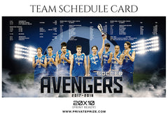 SOCCER AVENGERS - SPORTS SCHEDULE CARD