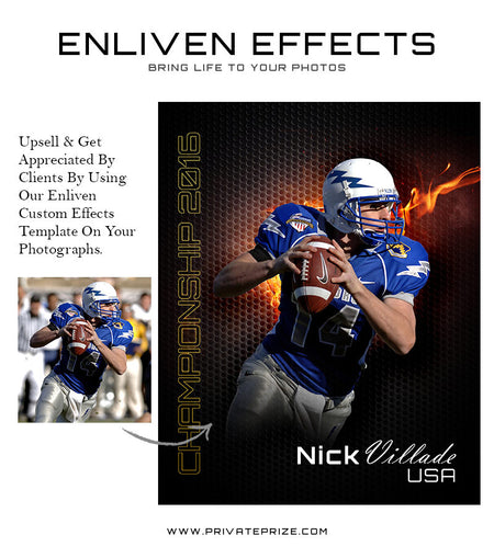 Sports Football Photography- Enliven Effects - Photography Photoshop Template