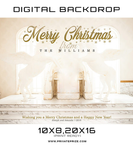 Merry Christmas The Williams Digital Backdrop Template - Photography Photoshop Template