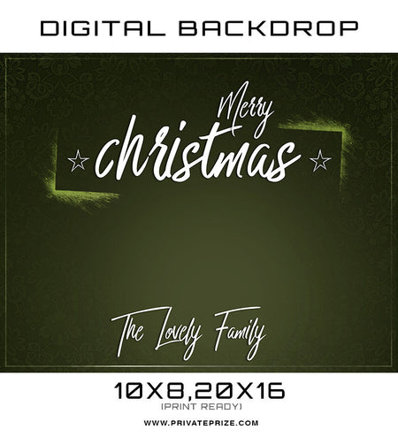 Merry Christmas The Lovely Family Digital Backdrop Template - Photography Photoshop Template