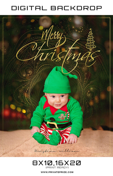 Merry Christmas Kristina Williams Digital Backdrop Template - Photography Photoshop Template