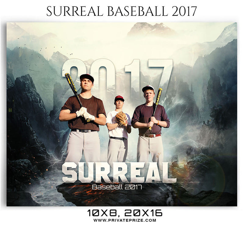 Surreal Baseball Themed Sports Photography Template - Photography Photoshop Template