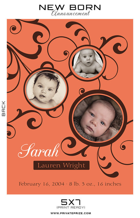 New Born Announcement - Photography Photoshop Template