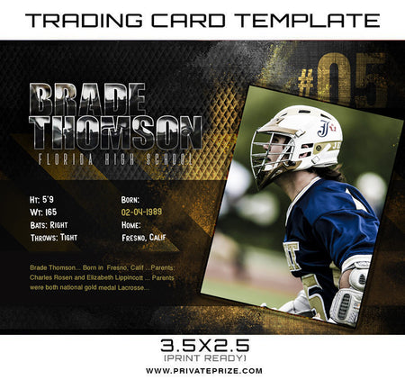 Brade Sports Trading Card Template - Photography Photoshop Template