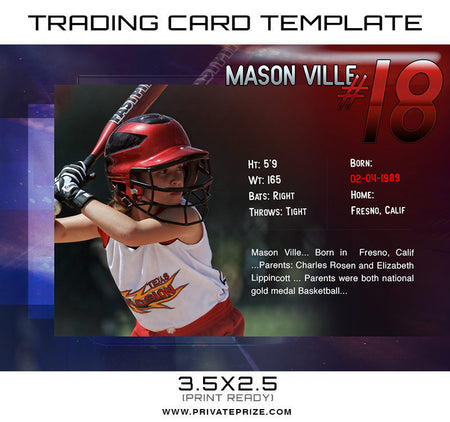 Mason Sports Trading Card Template - Photography Photoshop Templates