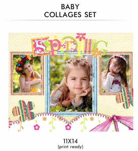 Baby Collage Set - Spring - Photography Photoshop Template