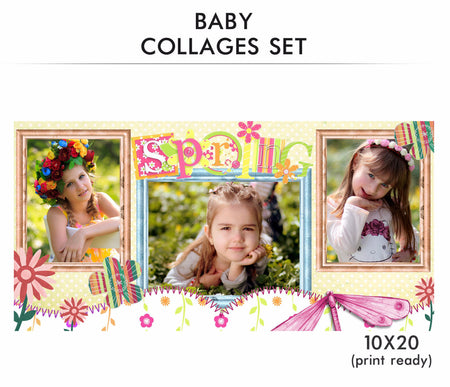 Baby Collage Set - Spring - Photography Photoshop Template