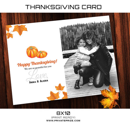 Thanksgiving  Card Template - Photography Photoshop Template