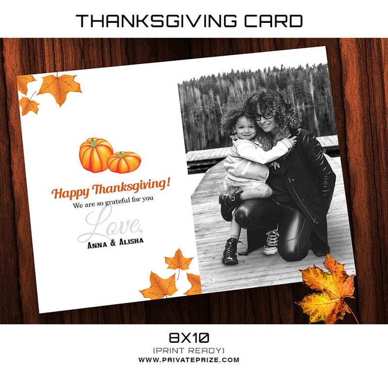 Thanksgiving  Card Template - Photography Photoshop Template