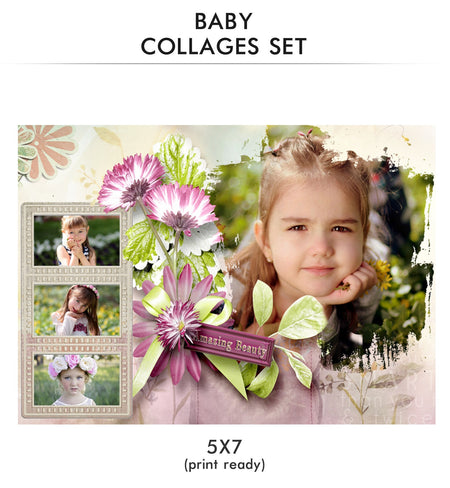 Baby Collage Set - Amazing Beauty - Photography Photoshop Template