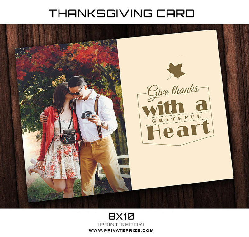 Thanksgiving  Card Couple Template - Photography Photoshop Template