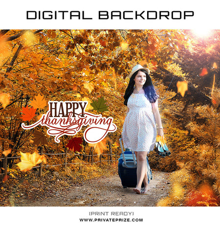 Thanksgiving  Digital Backdrop Template - Photography Photoshop Template