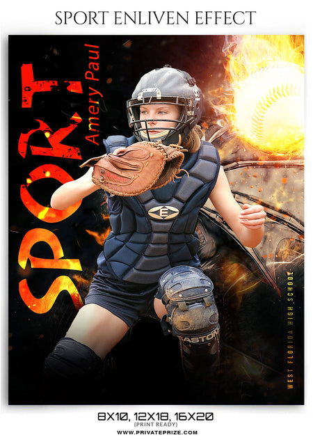 Amery Paul- Softball-Sports Photography Template-Enliven Effects - Photography Photoshop Template