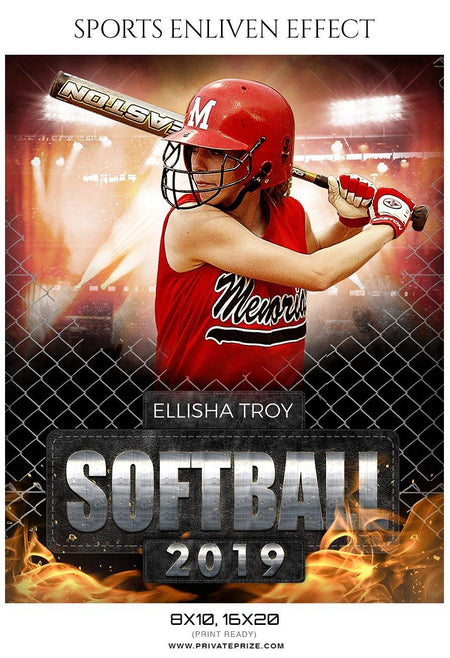 Ellisha Troy - Softball Sports Enliven Effect Photography Template - PrivatePrize - Photography Templates