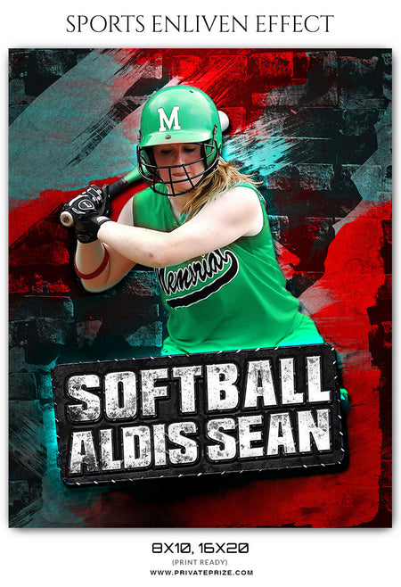 Aldis Sean Softball Sports Enliven Effect Photography Photoshop Template - Photography Photoshop Template