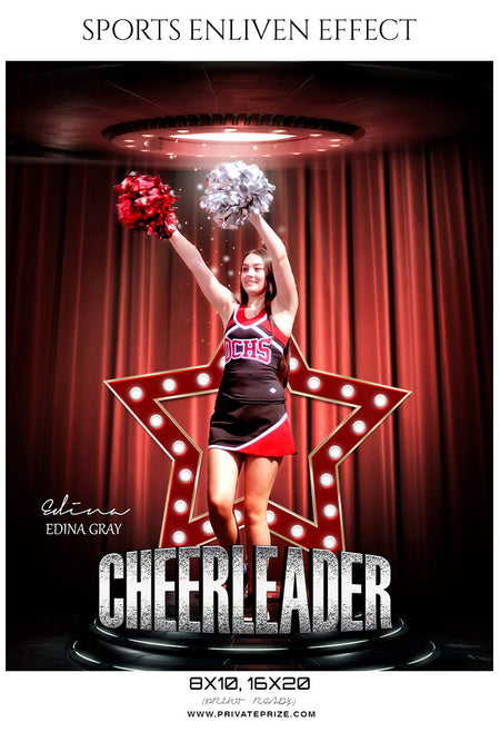 Edina Gray - Cheerleader Sports Enliven Effect Photoshop Template - Photography Photoshop Template