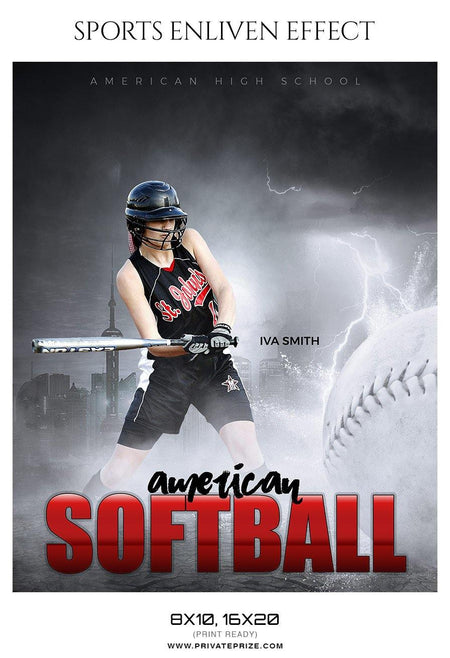 Iva Smith - Softball Sports Enliven Effect Photography Template - PrivatePrize - Photography Templates