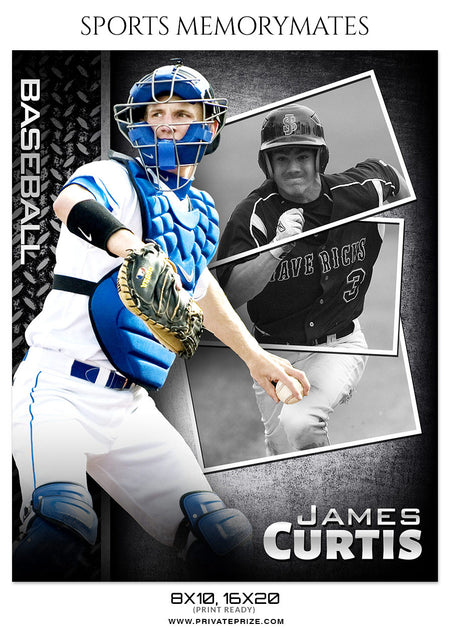James Curtis - Baseball Sports Memory Mate Photography Template - Photography Photoshop Template