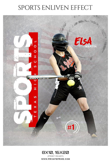 Elsa Martin - Softball Sports Enliven Effect Photography template - PrivatePrize - Photography Templates