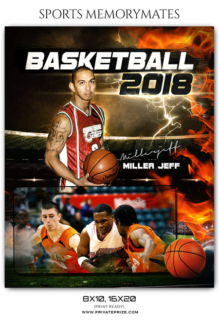 Miller Jeff Basketball Sports Memory Mates Photoshop Template - Photography Photoshop Template
