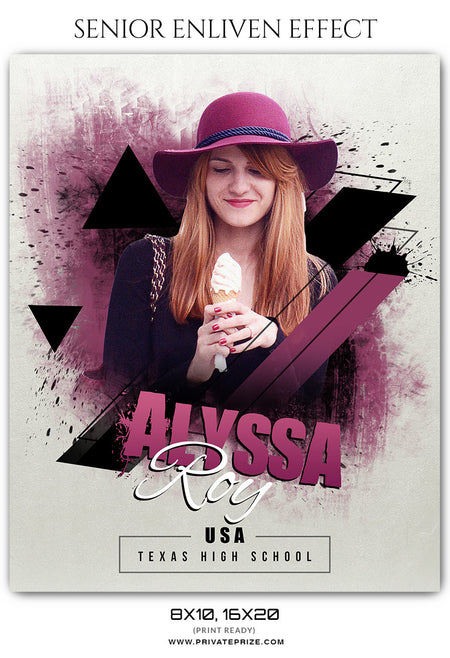 ALYSSA ROY - SENIOR ENLIVEN EFFECT - Photography Photoshop Template