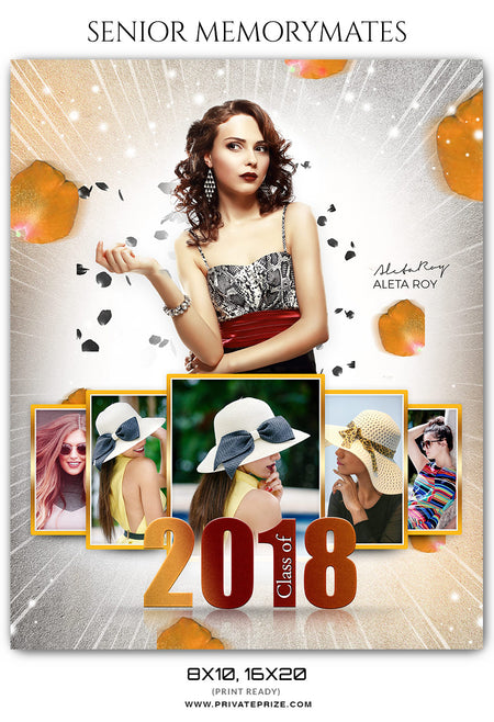 Aleta Roy Senior Memory Mates Photoshop Template - Photography Photoshop Template