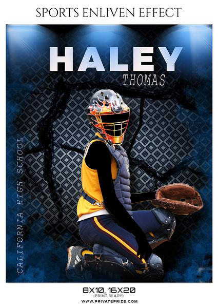HALEY THOMAS -SOFTBALL- SPORTS ENLIVEN EFFECT - Photography Photoshop Template