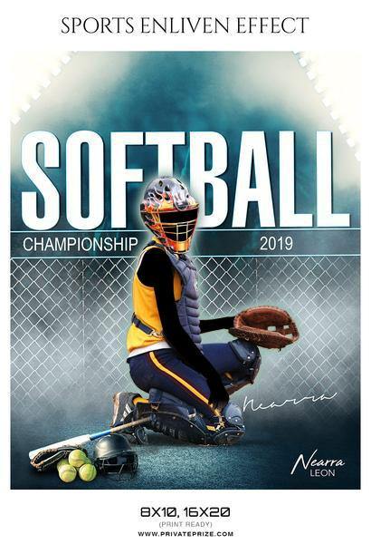 Nearra Leon - Softball - Sports Enliven Effect Photography template - PrivatePrize - Photography Templates