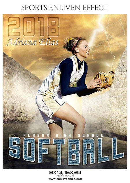 Adriana Elias  - Softball Sports Enliven Effect Photography Template - PrivatePrize - Photography Templates