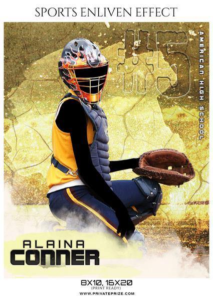 Alaina Conner - Softball Sports Enliven Effects Photography Template - PrivatePrize - Photography Templates