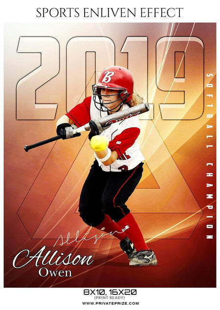 Allison Owen - Softball Sports Enliven Effect Photography template - PrivatePrize - Photography Templates