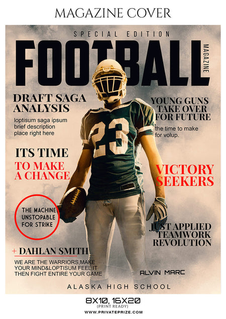Alvin Marc Football Sports Photography Magazine Cover - Photography Photoshop Template