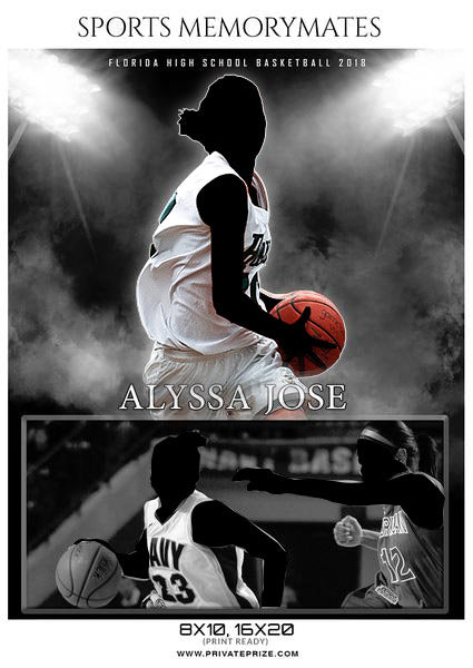 Alyssa Jose - Basketball Sports Memory Mates Photography Template - Photography Photoshop Template