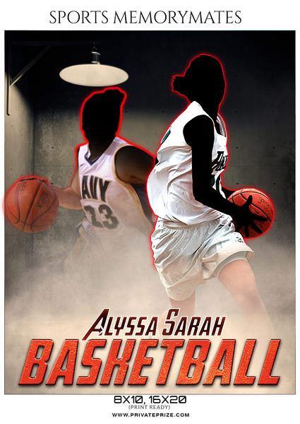 Alyssa Sarah - Basketball Sports Memory Mates Photography Template - PrivatePrize - Photography Templates