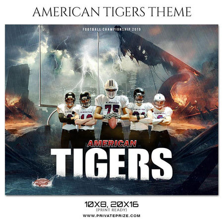 American Tigers - Football Themed Sports Photography Template - PrivatePrize - Photography Templates