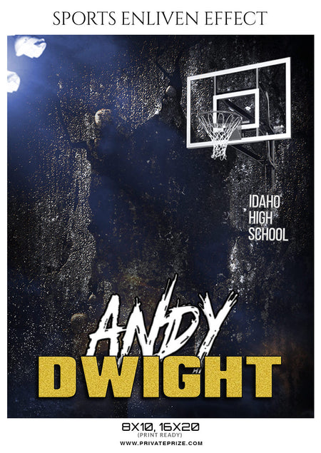 Andy Dwight Basketball Enliven Effects Sports Photoshop Template - Photography Photoshop Template